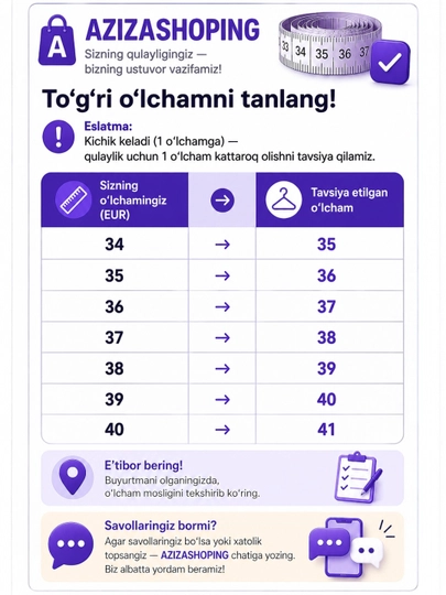Ayollar uchun bahor-yoz mavsumiga mo‘ljallangan to‘rli krossovkalar, 1 o‘lcham kichikroq