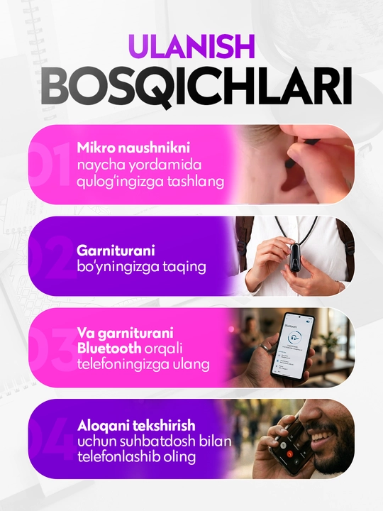 Mikronaushnik, mikrochip, bluethooth magnit, mikro quloqchin, nano quloqchin