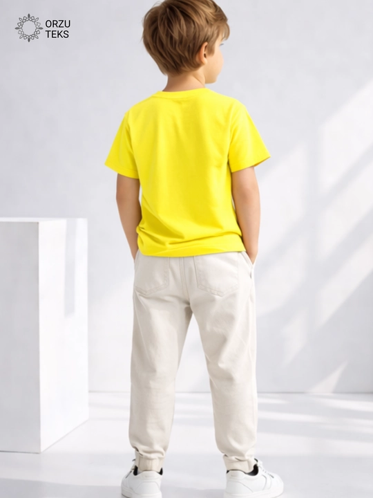 O‘g‘il bolalar va qizlar uchun futbolka, bazaviy, bir rangli, 100% paxta, ORZU TEKS