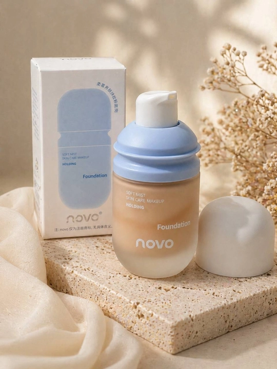 Novo tonal krem foundation yuz uchun yengil tekstura tabiiy finish uzoq turuvchi mat efekt