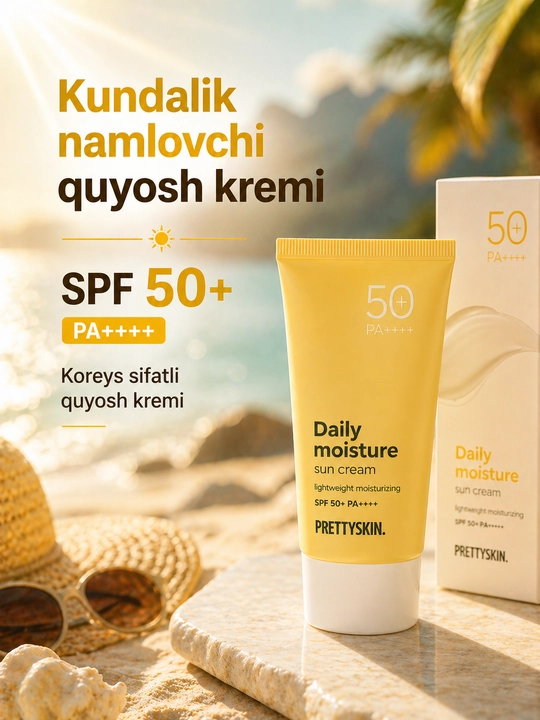 Pretty Skin Yuz uchun namlovchi, quyoshdan himoyalovchi krem SPF50+ PA+++ 4 xil, 70 ml
