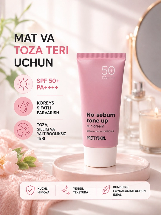 Pretty Skin Yuz uchun namlovchi, quyoshdan himoyalovchi krem SPF50+ PA+++ 4 xil, 70 ml