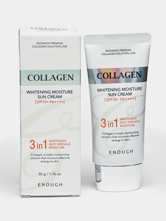 Солнцезащитный крем Enough 3 in 1 Whitening Sun Cream SPF50/PA+ с морским коллагеном 50 мл