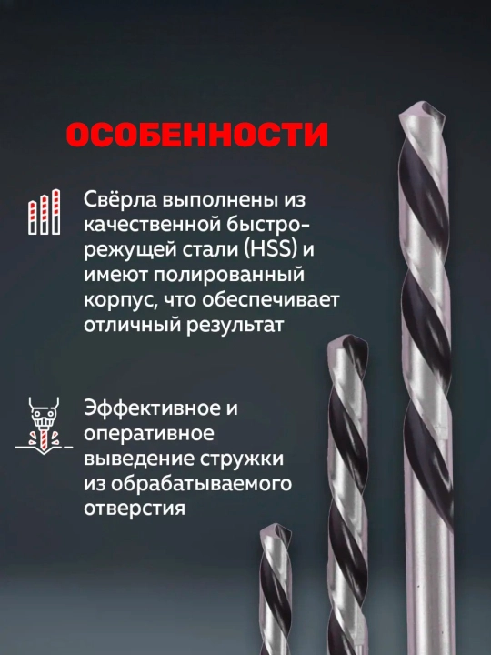 Набор свёрл 1 - 10 мм, универсальный комплект для дома и мастерской