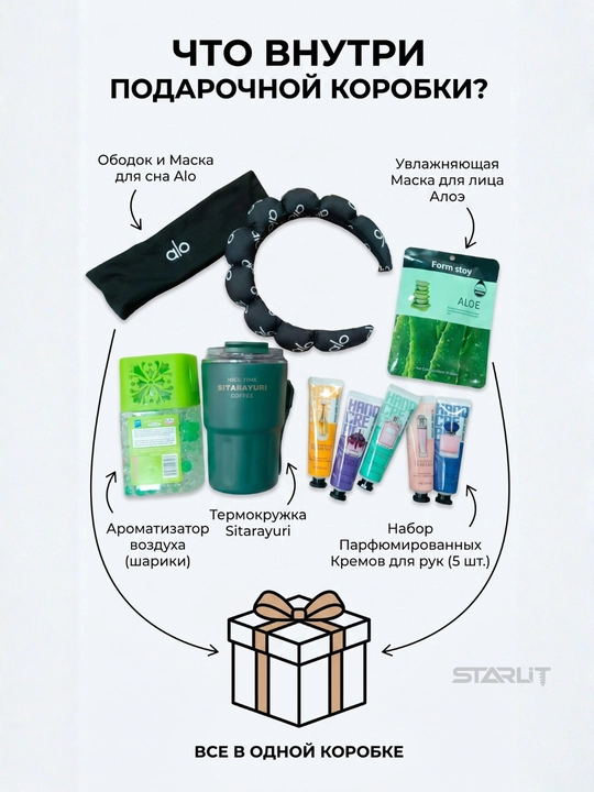 Krujkali sovg‘a to‘plami – kollagen niqob, kosmetik gubka va krem bilan beauty sovg‘a boks
