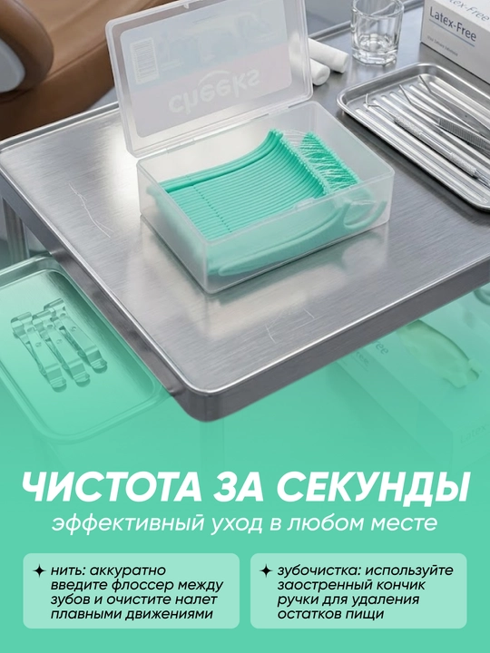 Зубная нить Cheeks с мятным вкусом, флоссер, зубочистки, 30 штук
