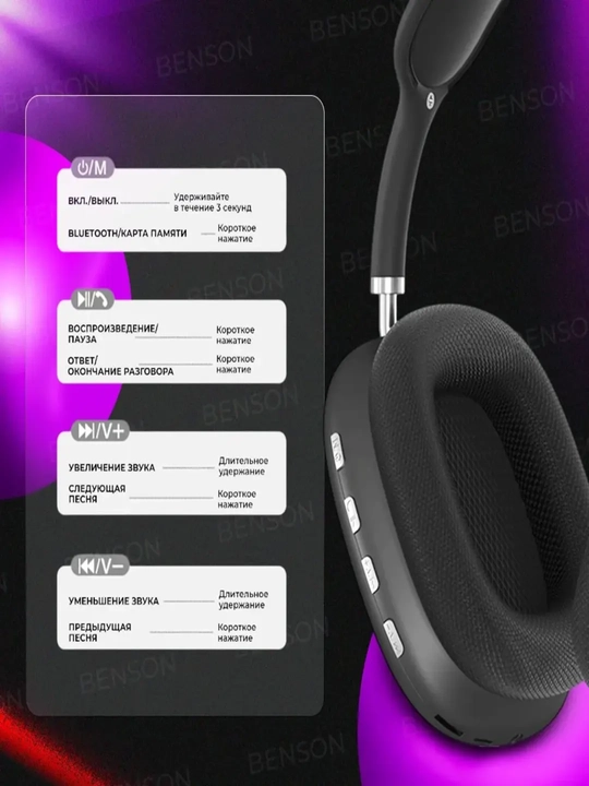 Simsiz Bluetooth P9 quloqchinlari mikrofon bilan