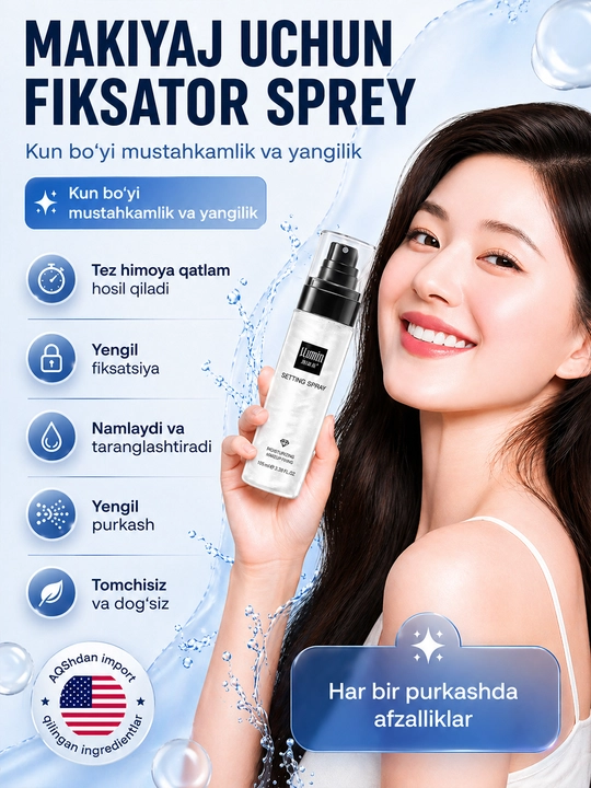 Makiyaj fiksator spreyi, 100 ml