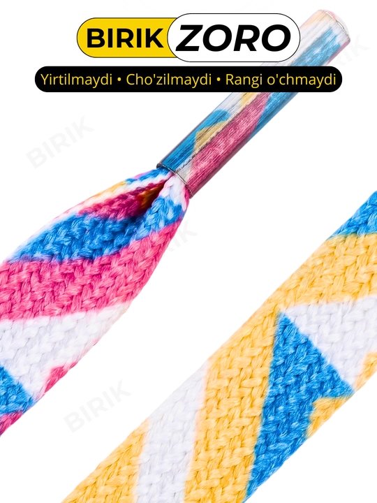 BIRIK ZORO — тканые шнурки зигзаг 8 мм, 80/100/120 см