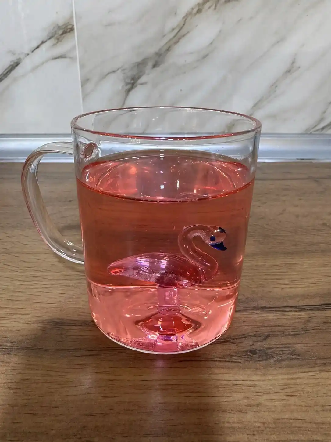 Стакан стеклянный с бамбуковой крышкой и трубочкой, для кофе и чая, 500 мл, волнистый