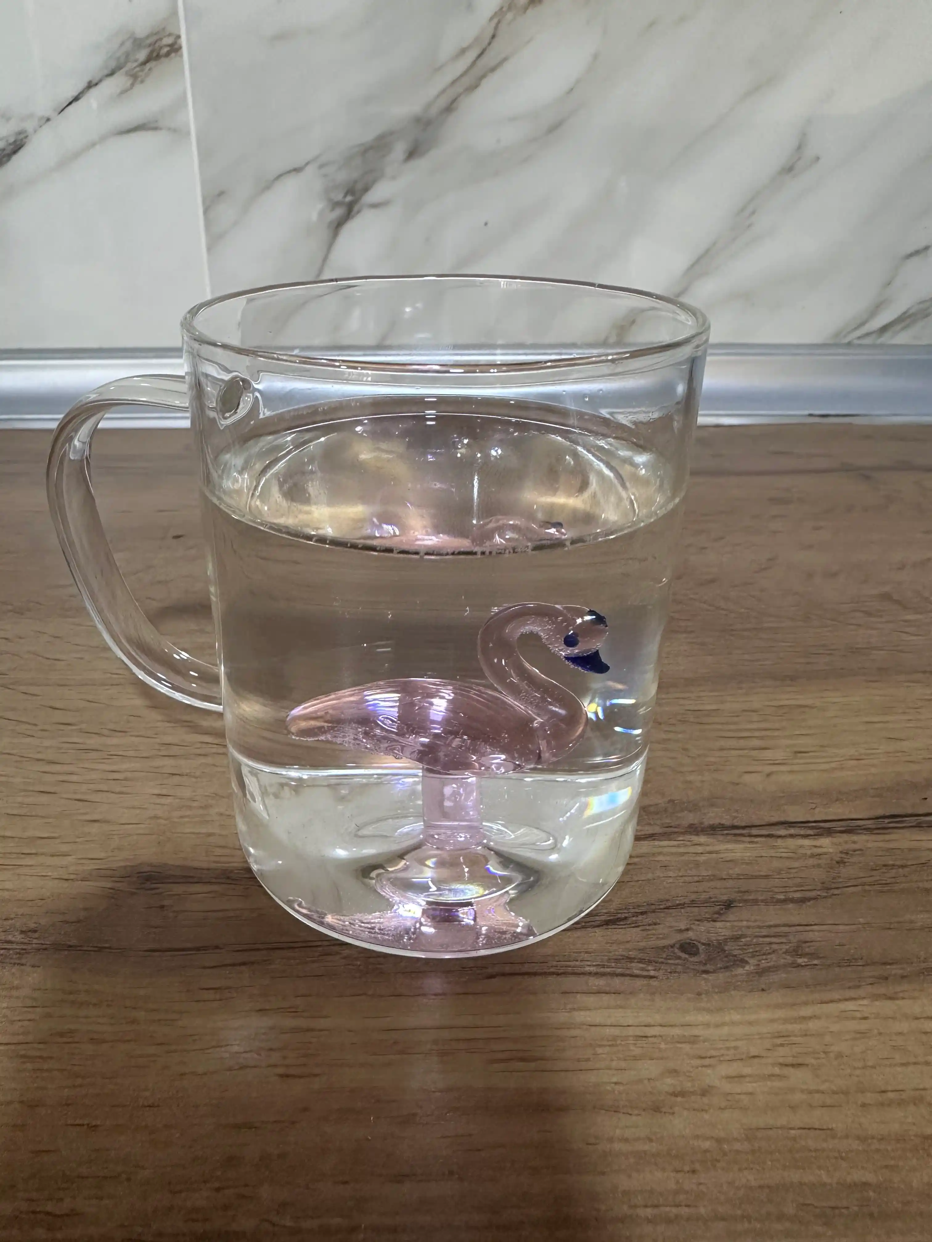 Стакан стеклянный с бамбуковой крышкой и трубочкой, для кофе и чая, 500 мл, волнистый