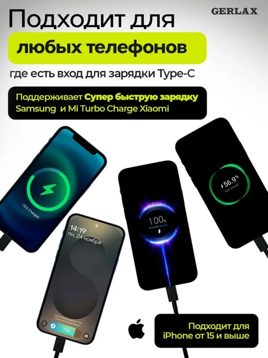 Сетевой адаптер Samsung 25W USB Type-C с кабелем Type-C, быстрая зарядка PD, для Samsung