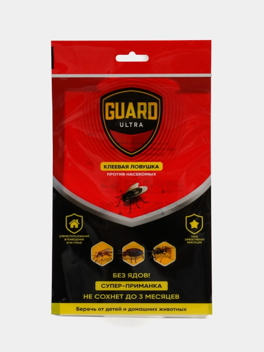 Pashsha, suvarak va boshqa hasharotlarga qarshi yopishqoq tutqich Guard Ultra, zaharli emas