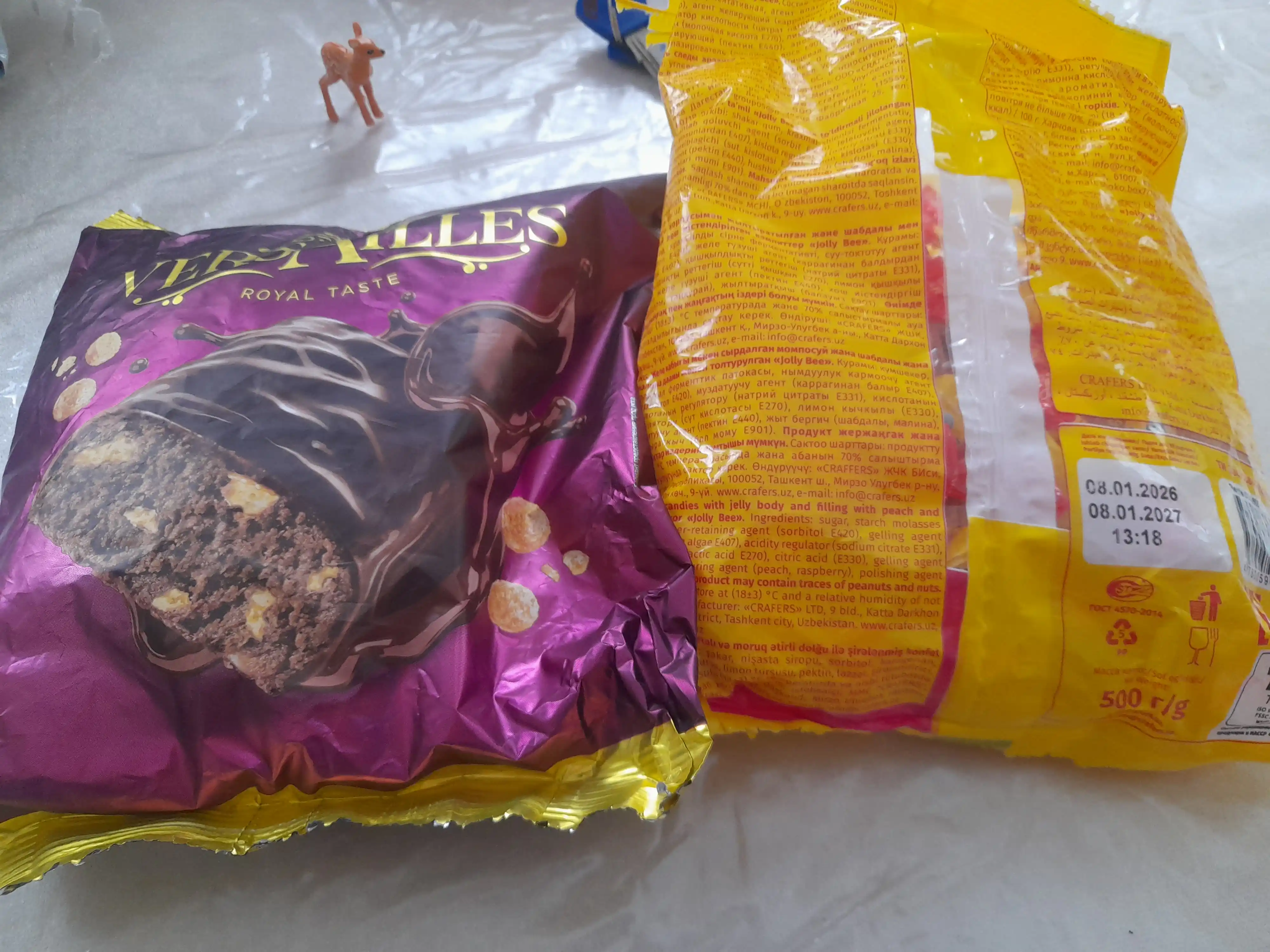 Jeleli konfetlar Jolly Bee shaftoli-malina ta'mli, 500 g
