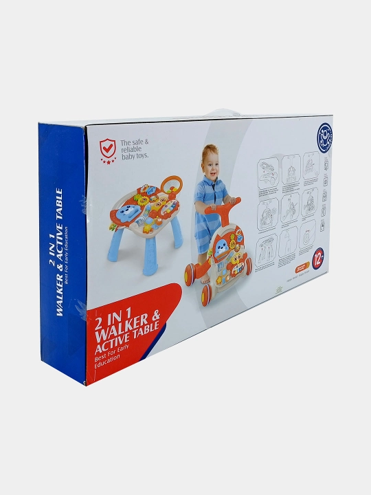 Игровой центр-каталка, 2 в 1, Huanger Walker & Active Table