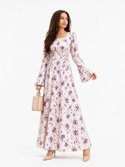 Женское длинное платье, летнее, с поясом на талии — SMBSHOP-LOLAKUYLAK-ПУРПУР-4446