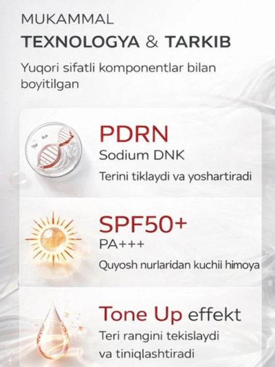Salmon Lab VGENE CC krem PDRN SPF50+ yuz kremi, oqartiruvchi va himoya qiluvchi 50 ml