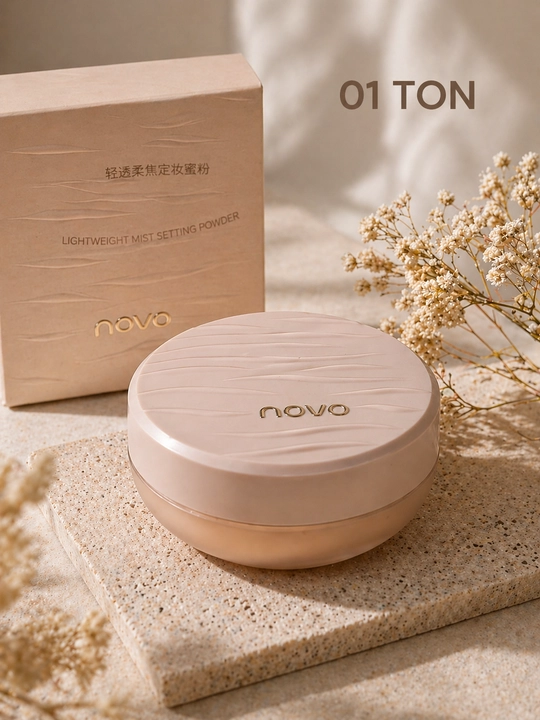 Novo Pudra yuz uchun, quruq, pudra, mat effekt, yengil tekstura, uzoq turuvchi, 01, 02 ton - 