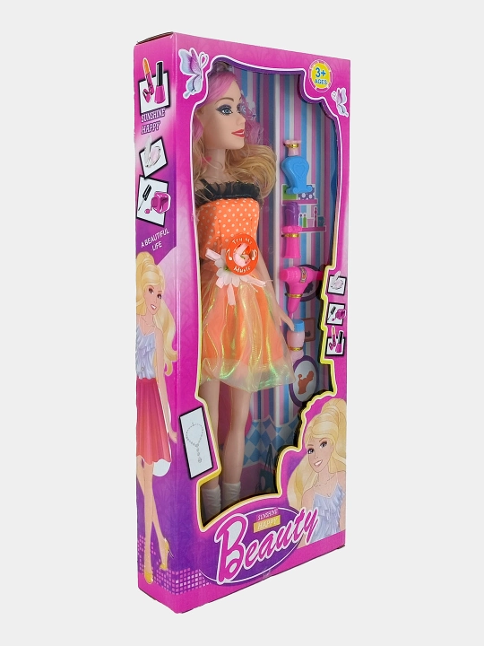 Beauty Fashion Girl moda qo‘g‘irchog‘i, aksessuarlar va musiqa bilan, 3+