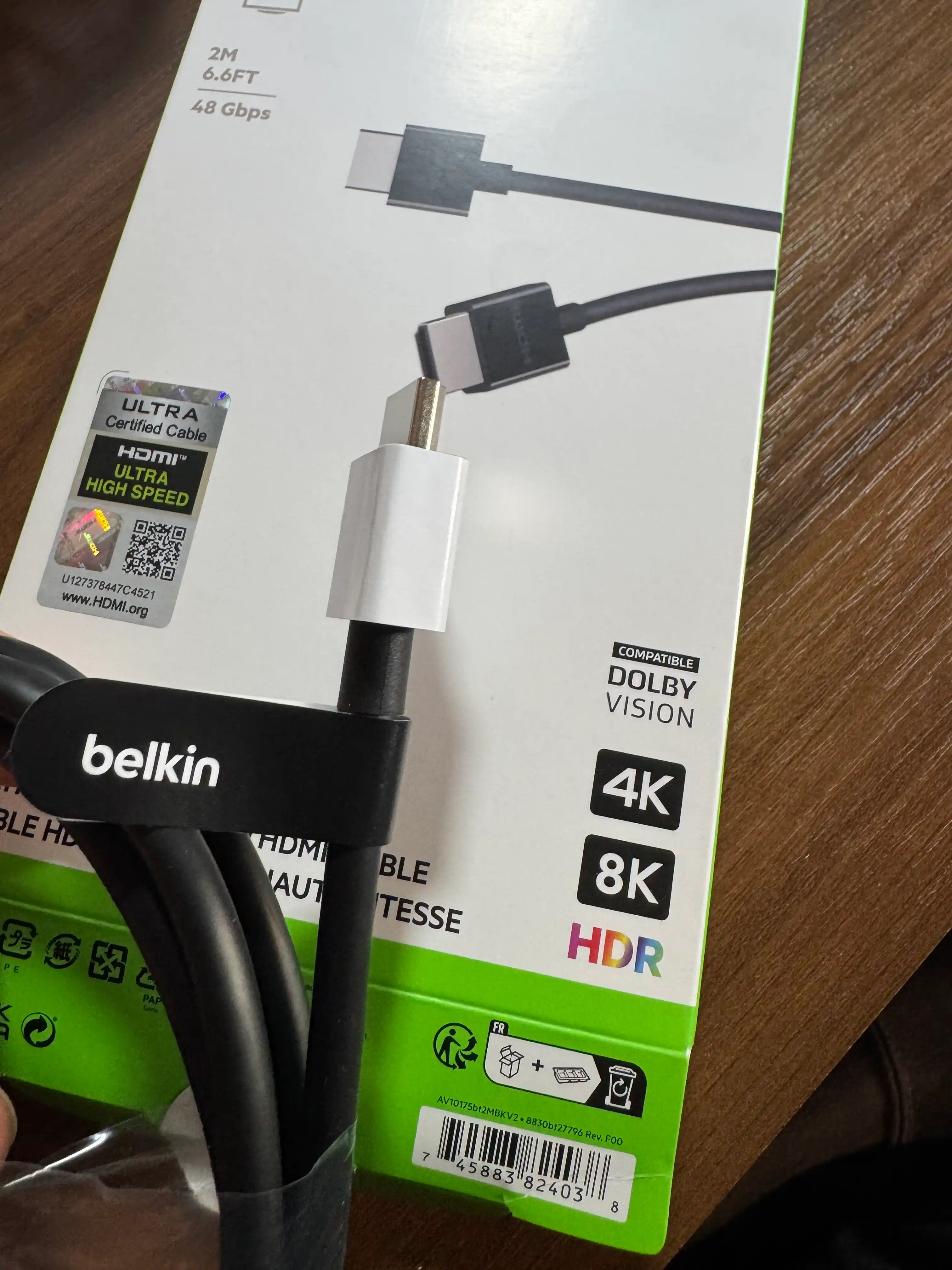 Кабель Belkin Type C to HDMI 8K и HDMI 2.1 Ultra HD 8K, HDR, 2 метра