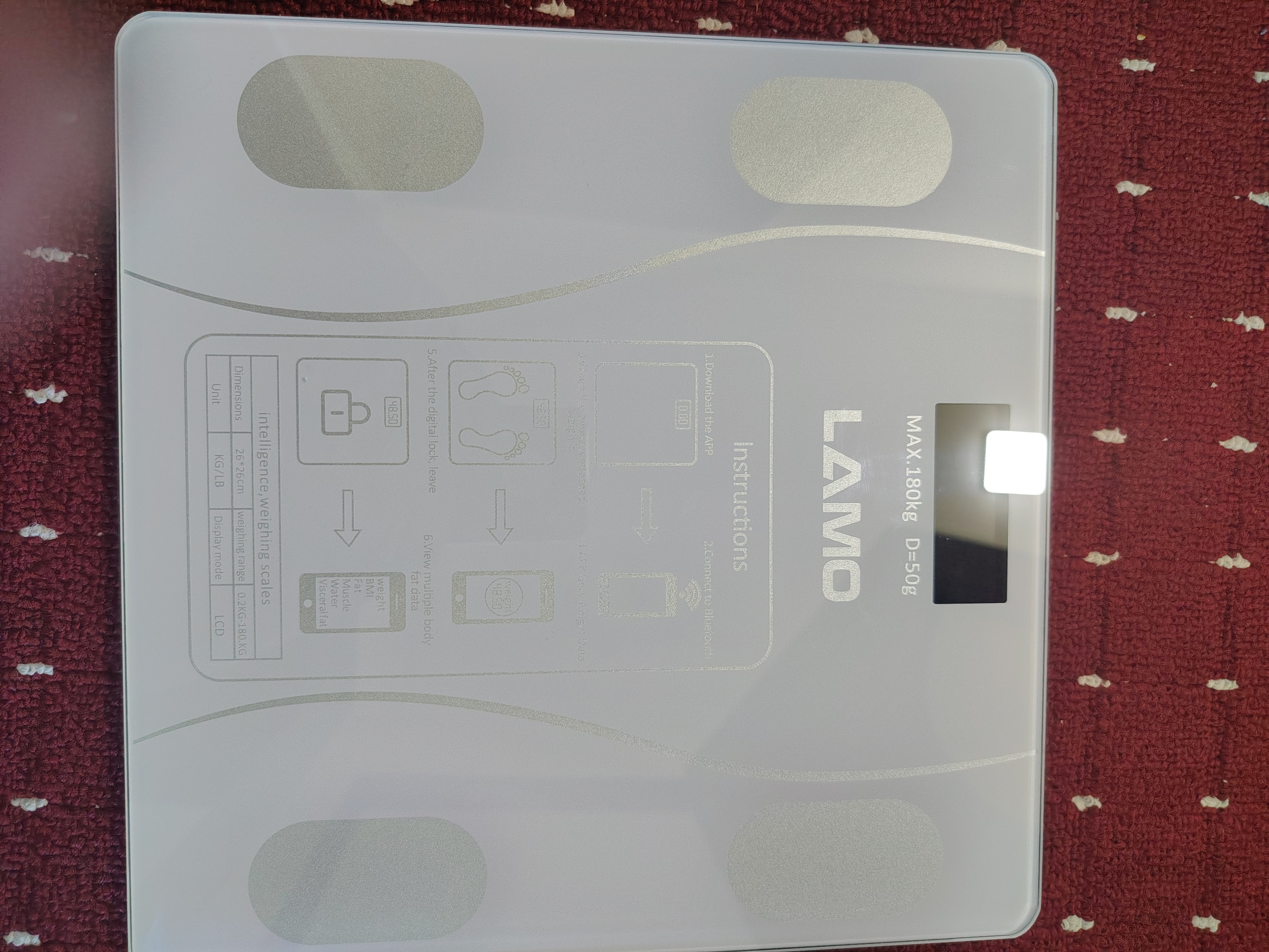 Aqlli elektron pol tarozi 180 kg gacha, odam tarozi vazn o'lchash uchun