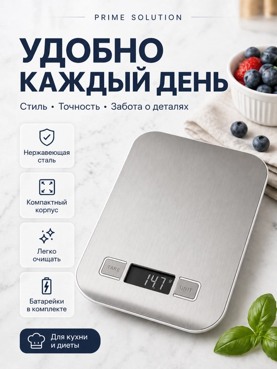 Электронные настольные кухонные весы до 5 кг, нержавеющая сталь, для продуктов и диеты