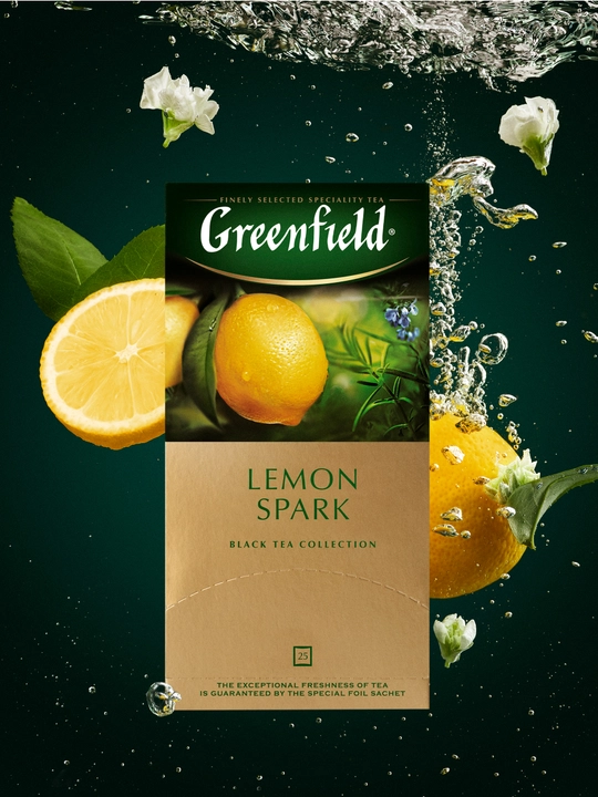 Qora choy Greenfield Lemon Spark, 1.5 g, 25 dona