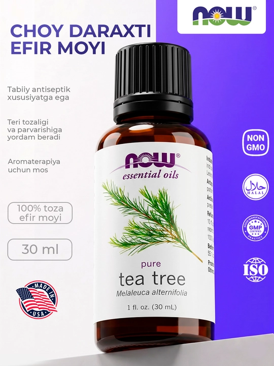 NOW Foods Organik evkalipt, rozmarin va choy daraxti efir moyi, aromaterapiya, 30 ml uchun