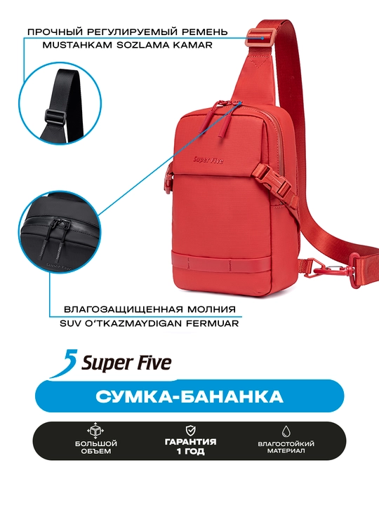 Super Five sumkasi, ixcham, o‘g‘rilikka qarshi, suvga chidamli, telefon va hujjatlar uchun