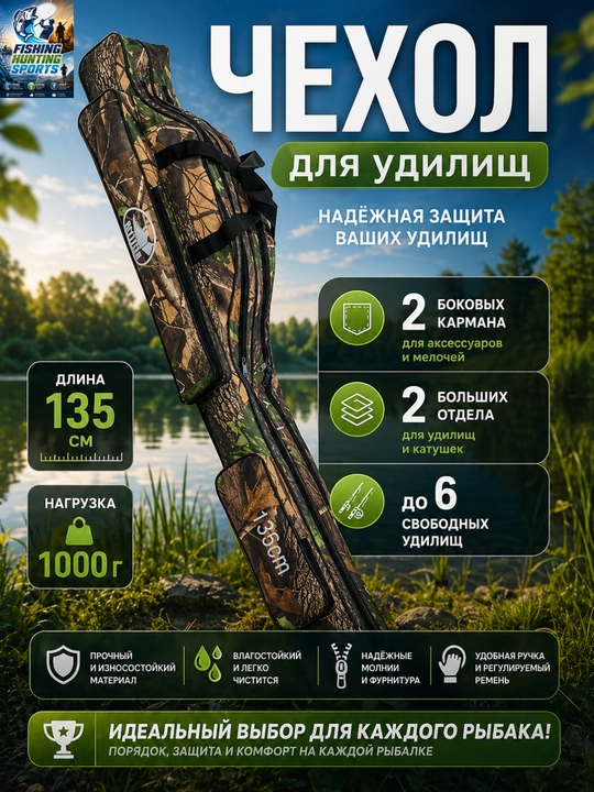 Сумка для удилищ, портативная, для переноски и хранения - 