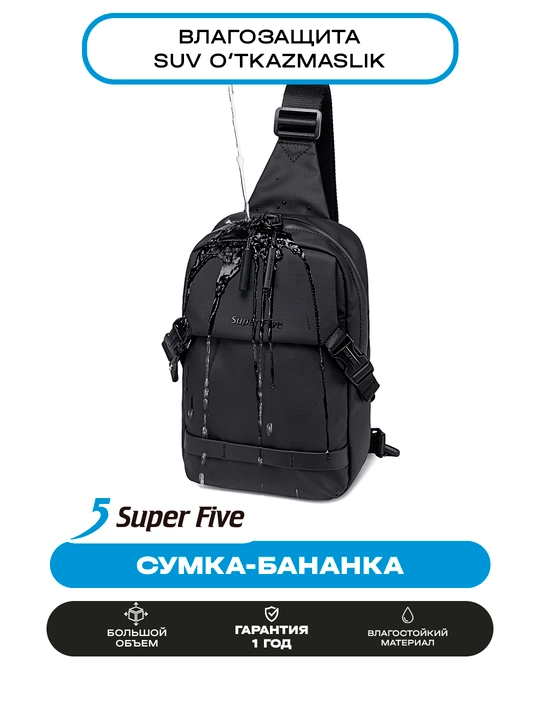 Super Five sumkasi, ixcham, o‘g‘rilikka qarshi, suvga chidamli, telefon va hujjatlar uchun