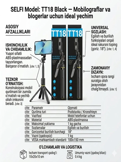 TT18 Black отличний выбор для мобилографов и для блогеров