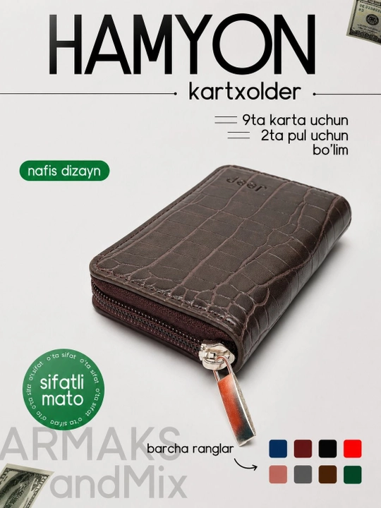 Hamyon - kartxolder, Zamokli hamyon, card holder, bank kartalari uchun zamonaviy hamyon - 