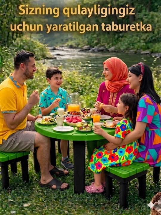 Kuchli plastik taburet, 100 kg gacha yuk ko‘taradi, bolalar va kattalar uchun