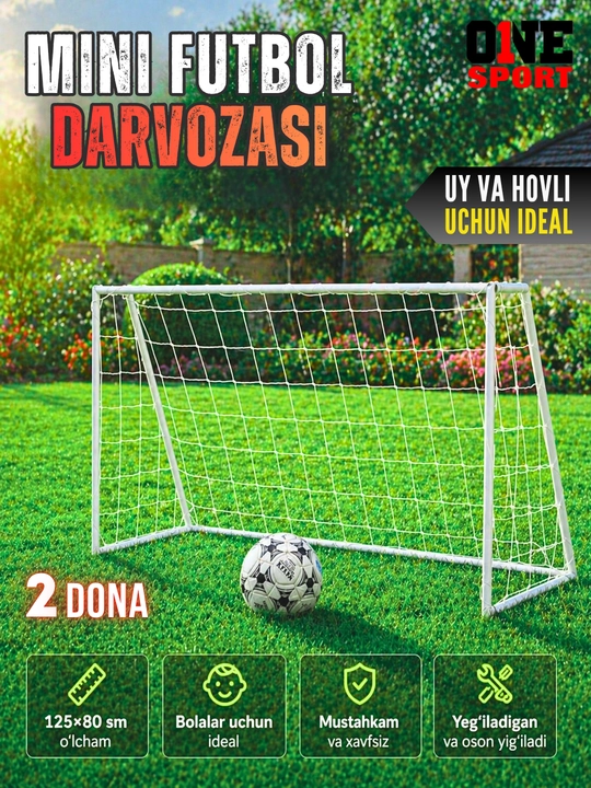 2 ta bolalar futbol darvozasi to‘plami, yig‘iladigan mini-darvoza - 