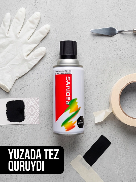 Sanio aerozol bo‘yoq mat qora No.4, 350 ml