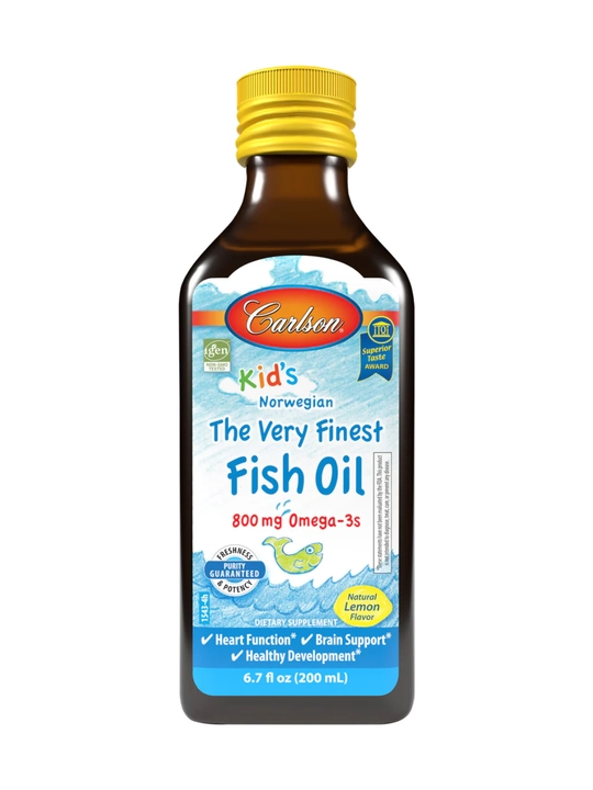 Carlson, The Very Finest Fish Oil, рыбий жир для детей, Омега 3, вкус лимона, 200 мл, США
