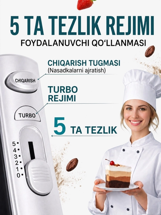 Ручной миксер BOSCH 400W, 5 скоростей + турбо, 2 насадки в комплекте