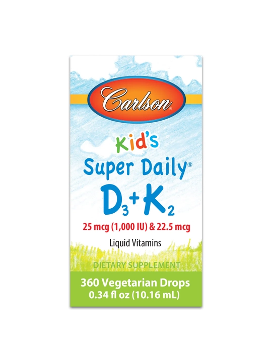 Carlson, Kid's Super Daily D3 + K2, витамин Д3 для детей, 1000 МЕ, 10.16 мл, США