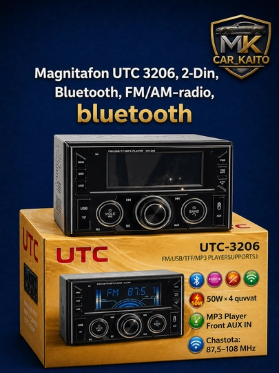 Магнитофон UTC 3206, 2-DIN, Bluetooth, FM/AM-радио, bluetooth — MKCARUZ-CAR182
