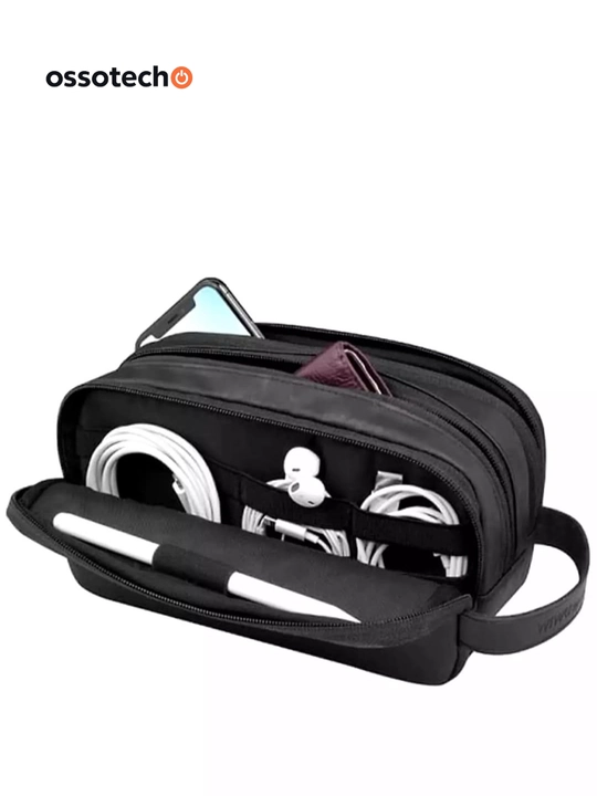 WiWU "Salem Travel Pouch" sayohat sumkasi, qora-yashil rangda, 23 sm x 12,5 sm x 10 sm
