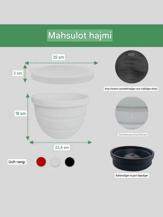 Silikon Chasha, togʻoracha mikser uchun, qopqoqli 1 dona