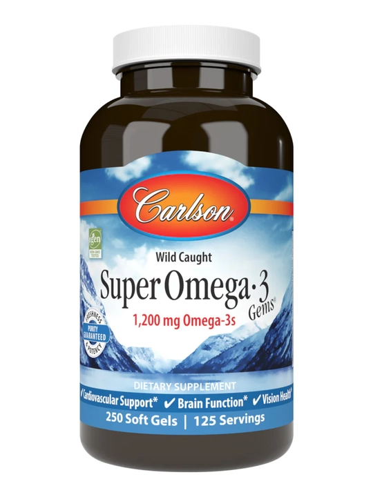 Carlson, Super Omega 3, Омега-3 из дикой рыбы, 1200 мг, рыбий жир, мягкие капсулы, США