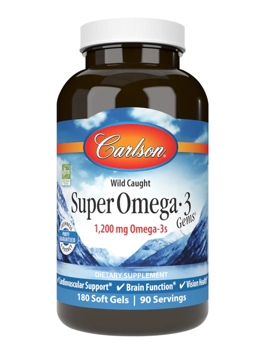 Carlson, Super Omega 3, Омега-3 из дикой рыбы, 1200 мг, рыбий жир, мягкие капсулы, США