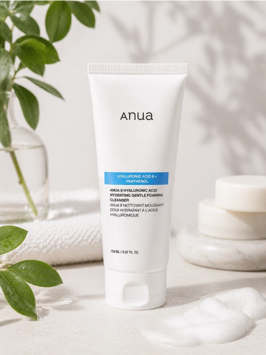 Yuvish uchun yumshoq ko'pik Anua 8 Hyaluronic Acid Hydrating Gentle Foaming Cleanser - 