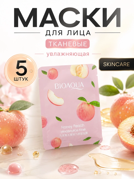 Набор тканевых масок для лица — 5 шт, BIOAQUA