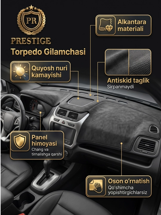 Torpedo gilamchasi Alkantara, Chevrolet va xorijiy avtomobillar uchun panel himoyachisi