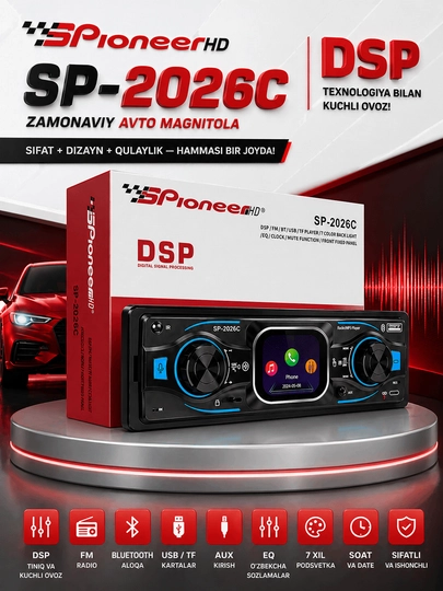 Автомагнитола  2 пульта управления, Bluetooth, AUX, MP3, USB, FM-радио — 571634-KENWOOD-ЧЕРН