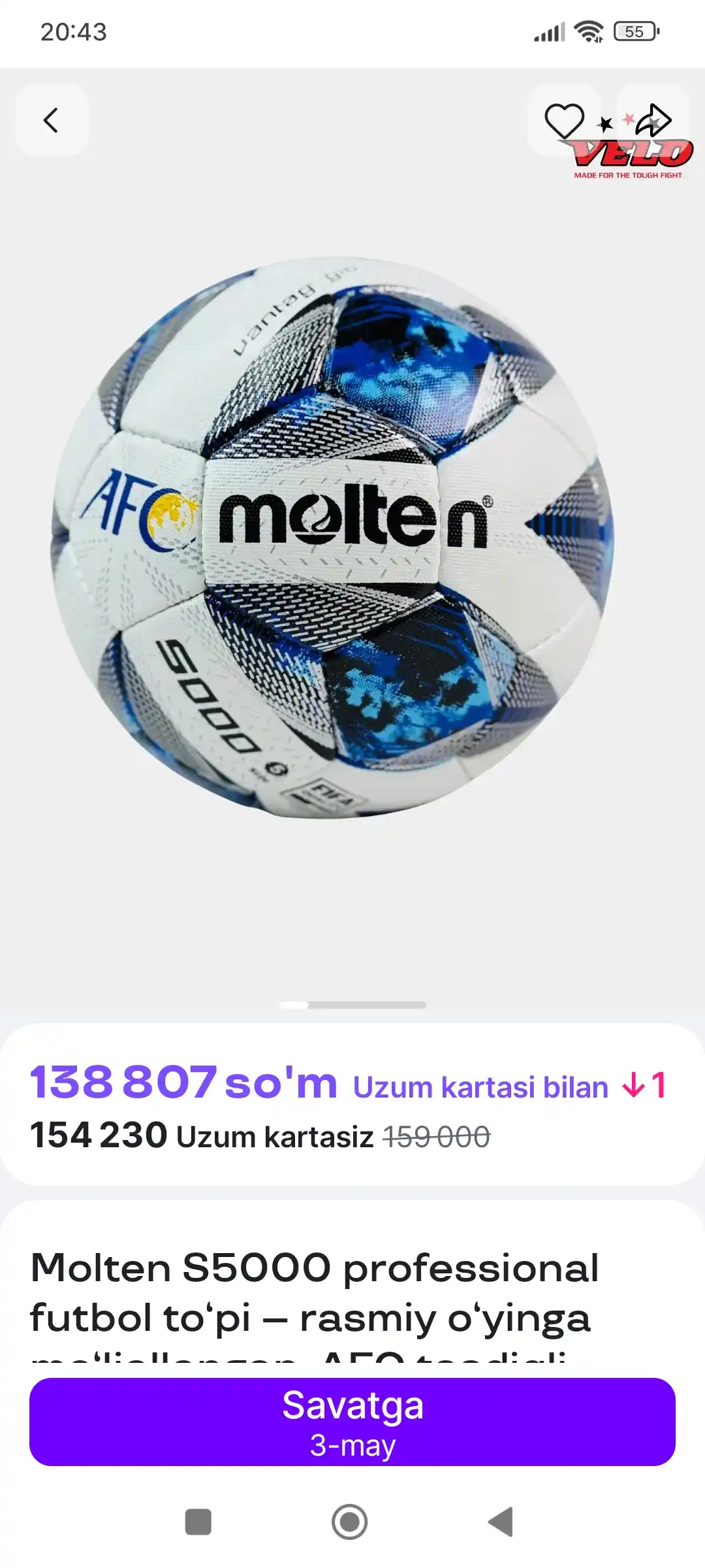 Molten professional futbol to‘pi, 5-o‘lcham