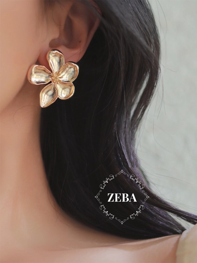 Серьги среднего размера, в форме цветка, петли — ZEBA-ZIRAKZA-ФИОЛЕТ